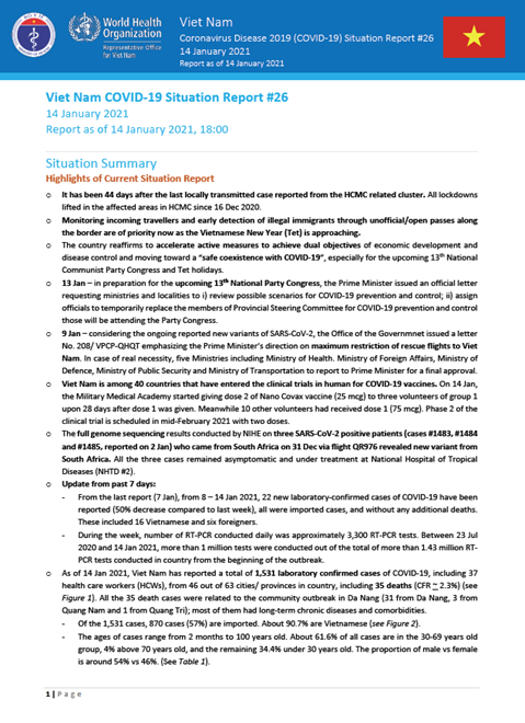 COVID-19 in Viet Nam Situation Report 26