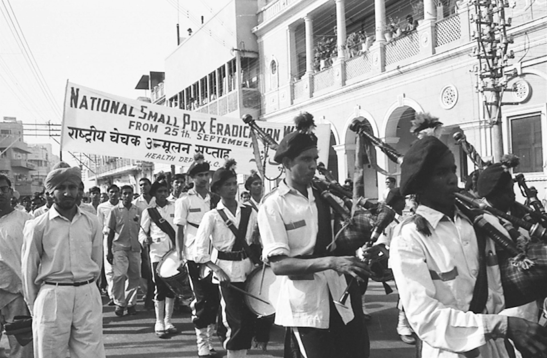 Smallpox-Unknown-India-Image Participants of an anti-smallpox procession walk through Delhi, India