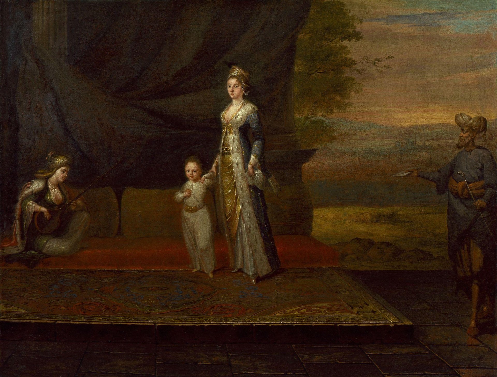 Smallpox-Unknown-Vanmour-Illustration Painting of Lady Mary Wortley Montagu with her son
