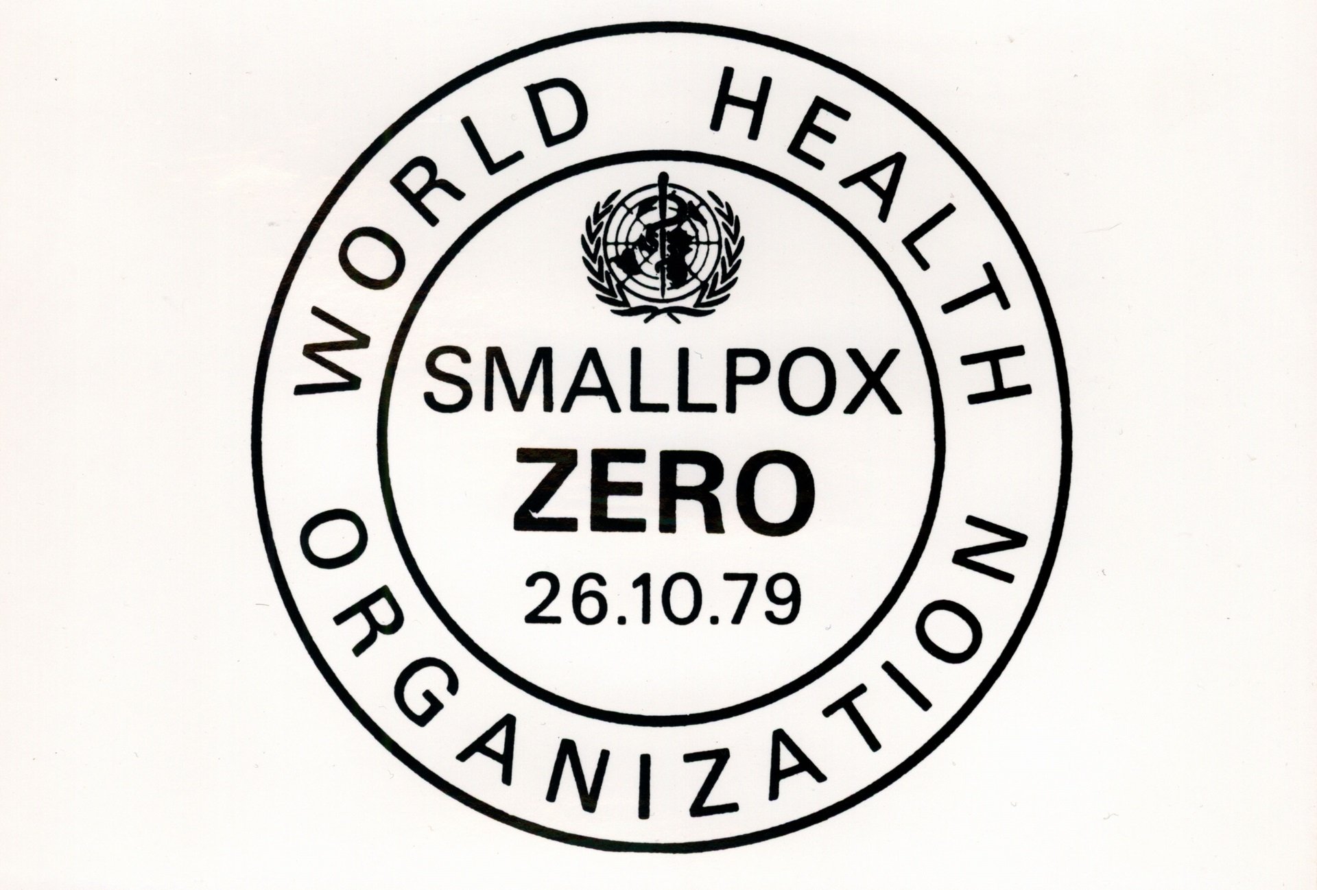 SmallpoxEradication-1979-WHO-Certificate Logo certifying the eradication of smallpox
