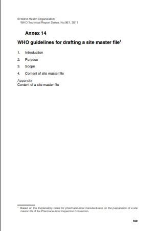 TRS 961 - Annex 14: WHO guidelines for drafting a site master file