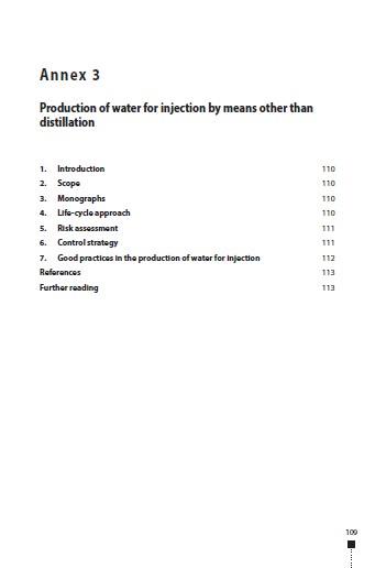 TRS 1025 - Annex 3: Production of water for injection by means other than distillation
