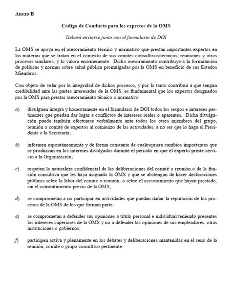 Declaración de intereses - Anexo B