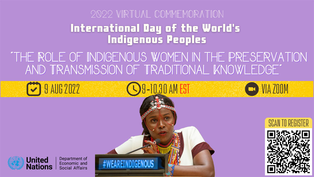 Poster of virtual commemoration of 2022 International Day of the World's Indigenous People