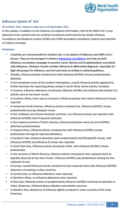 Influenza Update N° 429