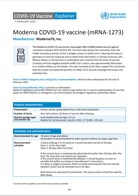 Moderna mRNA-1273, COVID-19 vaccine