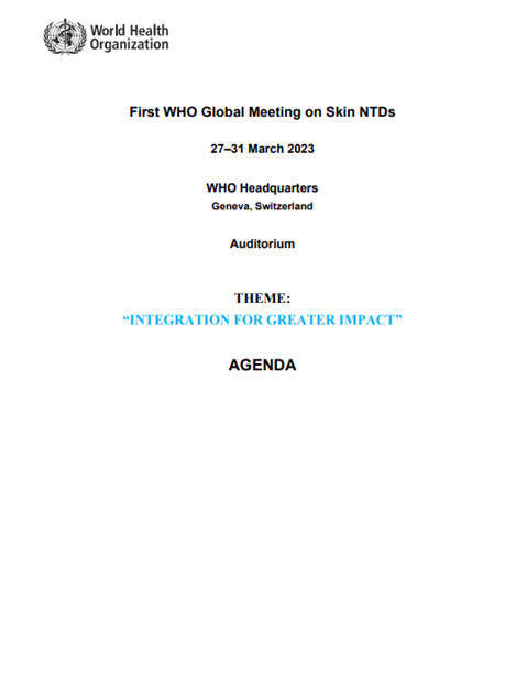 Agenda -- Primera reunión mundial de la OMS sobre ETD cutáneas
