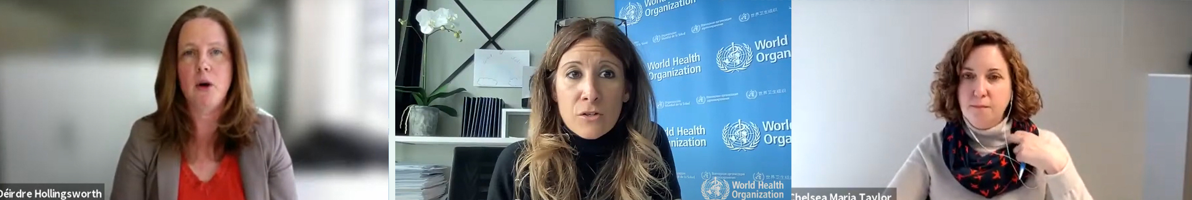 From left to right: Déirdre Hollingsworth, Maria Van Kerkhove and Chelsea Maria Taylor