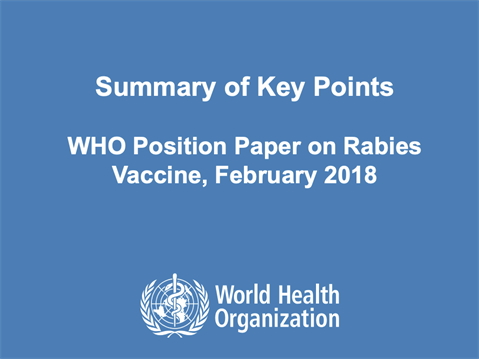 WHO Position Paper on Rabies Vaccine, February 2018