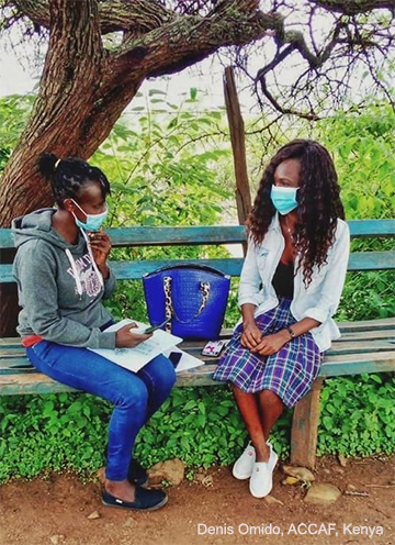 A woman researcher conducting an interview for a multi-country study on FGM, Kenya