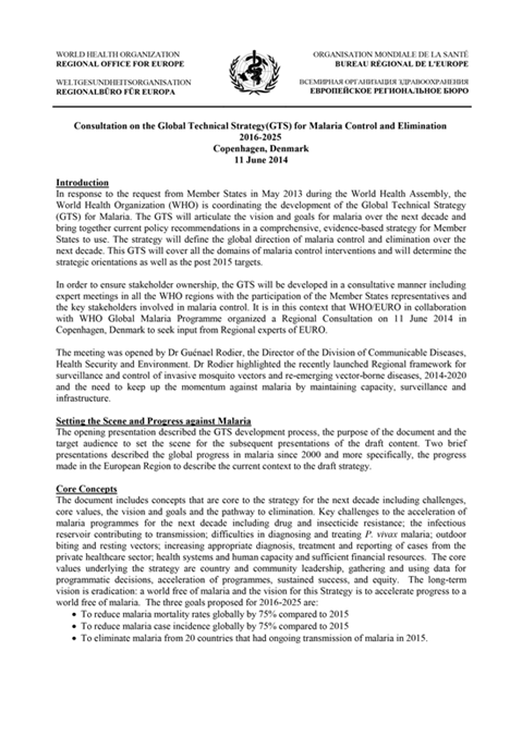 Consultation for the Regional Office for Europe in Copenhagen, Denmark, 10–11 June 2014