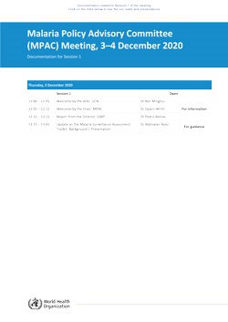 Malaria Policy Advisory Committee to the WHO: Session 1 of the December 2020 meeting