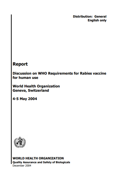 Discussion on WHO requirements for Rabies vaccine for human use
