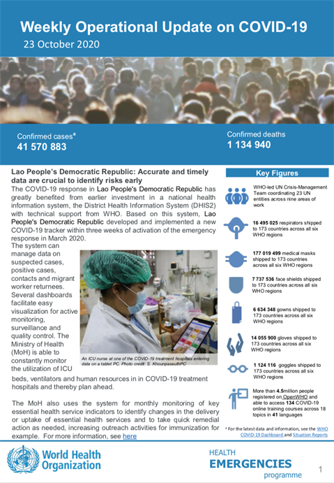 Weekly operational update on COVID-19 - 23 October 2020