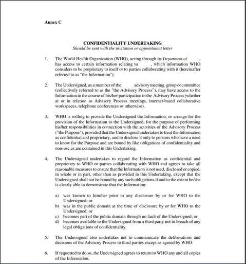 Confidentiality undertaking  - Annex 2