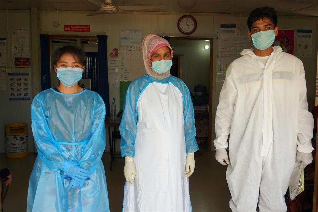 Samira Chakma with her team at IOM Health Post