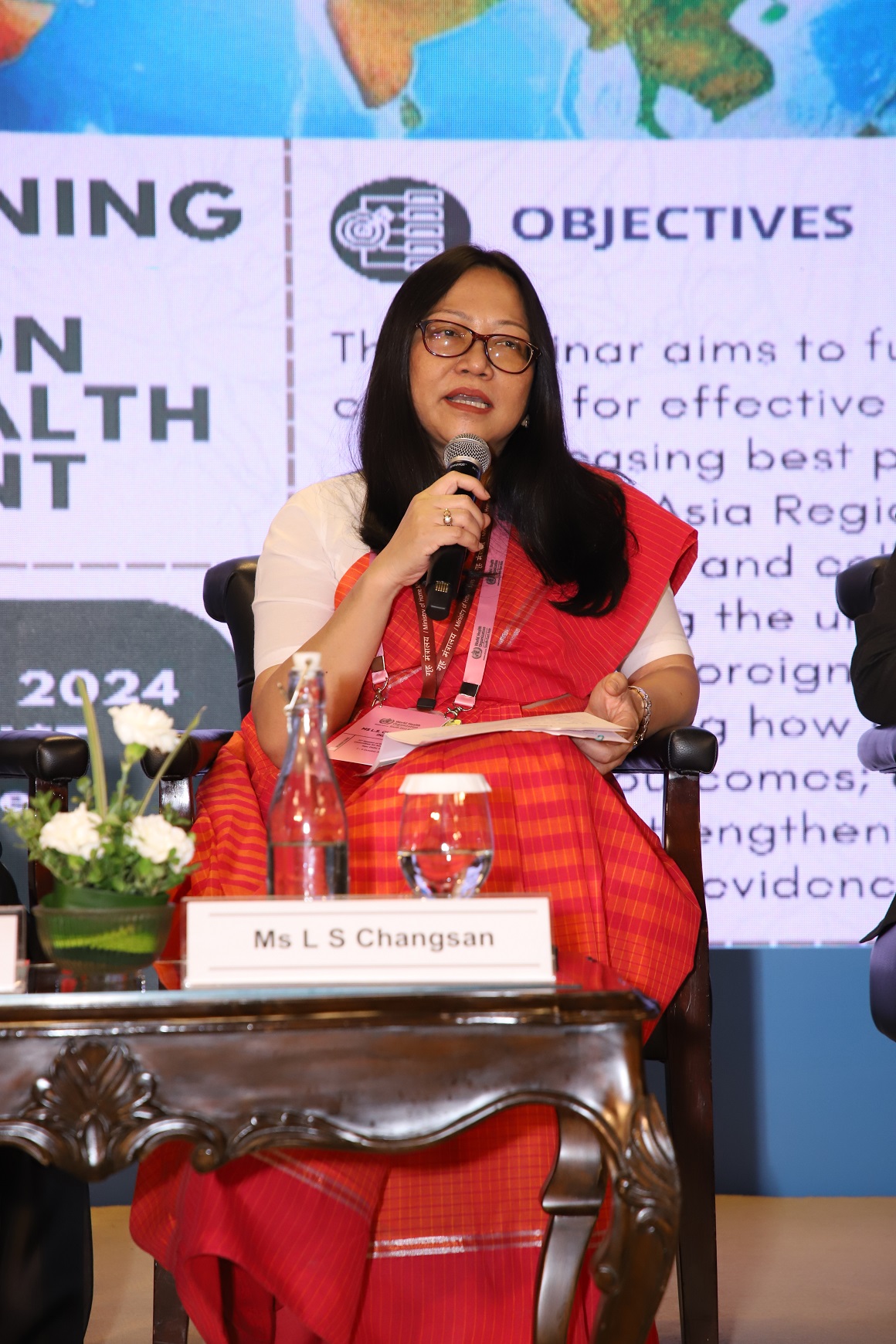Ms L S Changsan at the brown bag seminar on strengthening national capacity on global health engagement at RC77 New Delhi