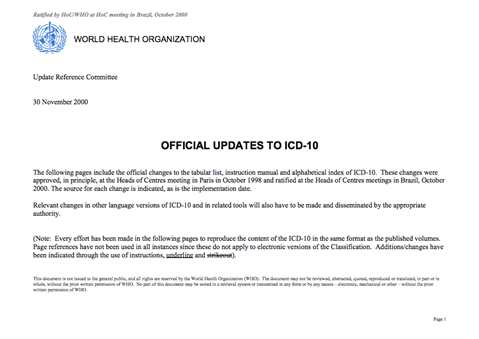 ICD-10 Updates 1998