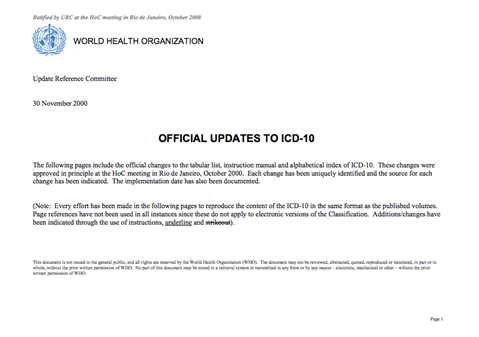 ICD-10 Updates 2000