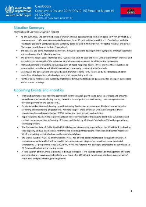 COVID-19 Joint WHO-MOH Situation Report 01