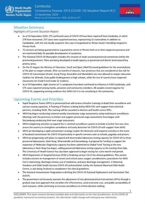 COVID-19 Joint WHO-MOH Situation Report 12