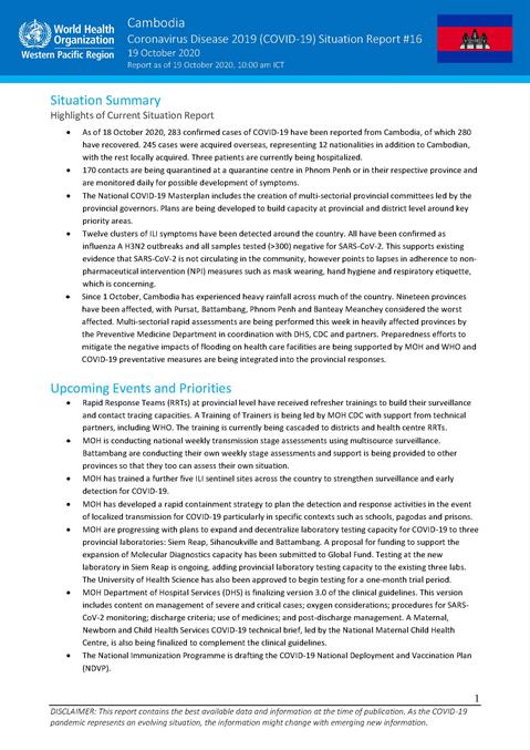 COVID-19 Joint WHO-MOH Situation Report 16