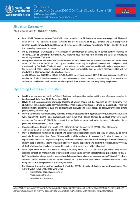 COVID-19 Joint WHO-MOH Situation Report 26