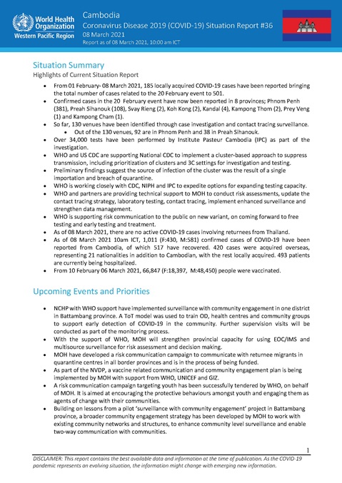 COVID-19 Joint WHO-MOH Situation Report 36