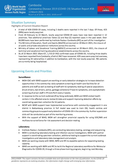 COVID-19 Joint WHO-MOH Situation Report 38