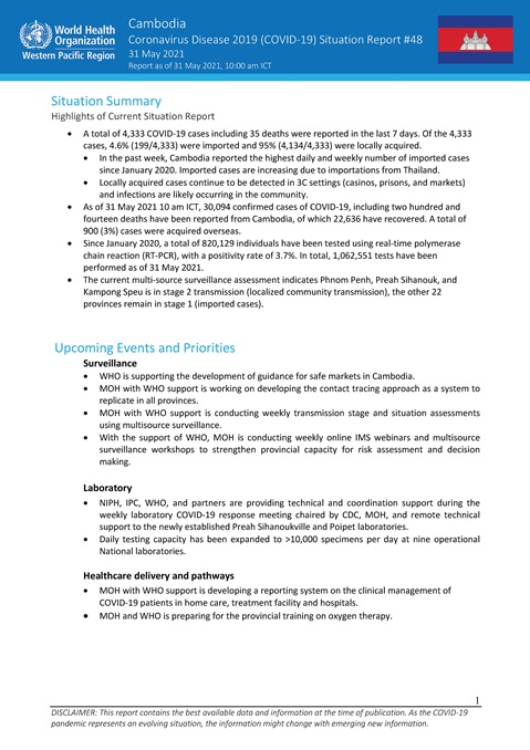 COVID-19 Joint WHO-MOH Situation Report 48