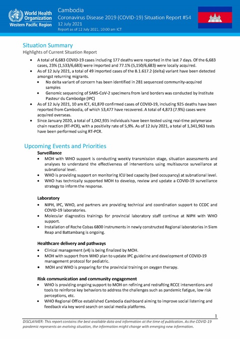 COVID-19 Joint WHO-MOH Situation Report 54