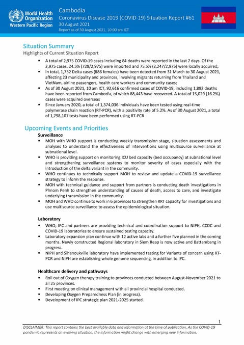 COVID-19 Joint WHO-MOH Situation Report 61