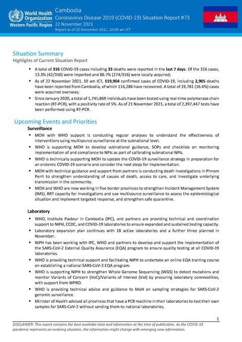 COVID-19 Joint WHO-MOH Situation Report 73