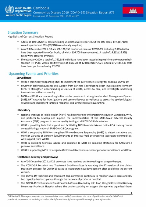 COVID-19 Joint WHO-MOH Situation Report 76