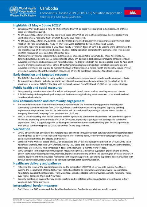 COVID-19 Joint WHO-MOH Situation Report 87