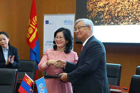 Good health for all Mongolians the Government and the World Health Organization renew their commitment