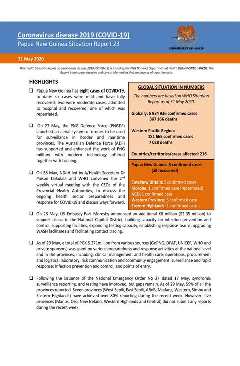 COVID-19 in Papua New Guinea Situation Report 23