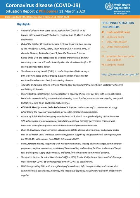 COVID-19 in the Philippines Situation Report 02