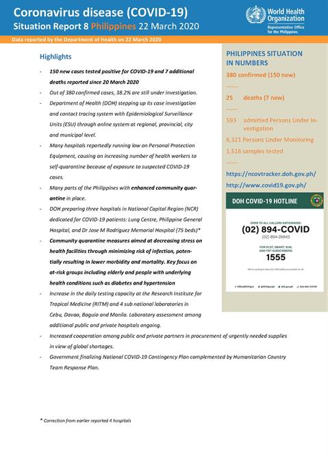 COVID-19 in the Philippines Situation Report 08