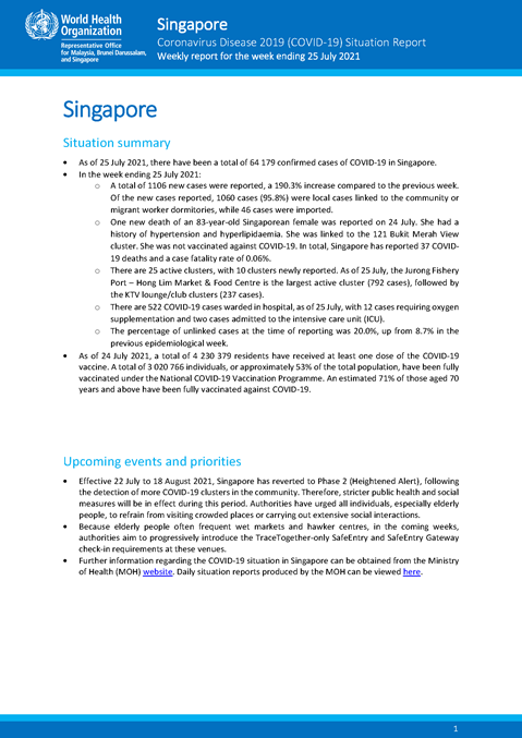 COVID-19 in Singapore Situation Report 29
