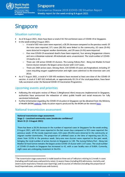 COVID-19 in Singapore Situation Report 31