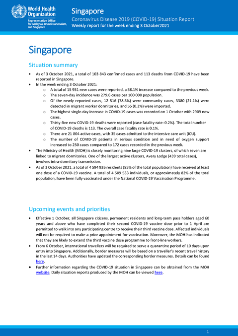 COVID-19 in Singapore Situation Report 39