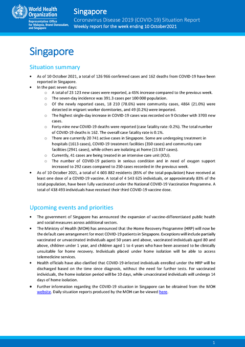 COVID-19 in Singapore Situation Report 40