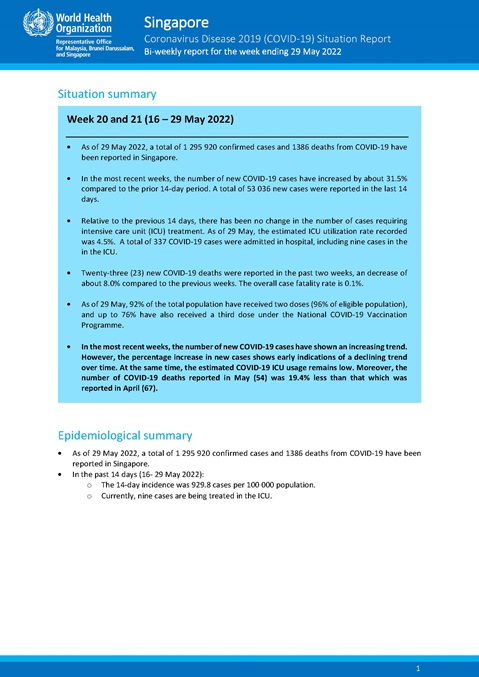 COVID-19 in Singapore Situation Report 56
