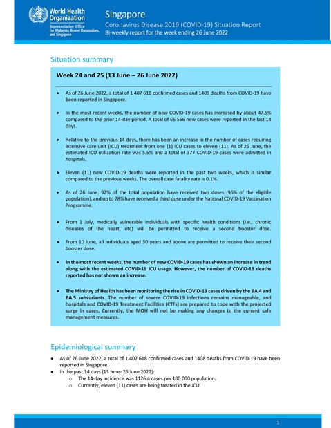 COVID-19 in Singapore Situation Report 58