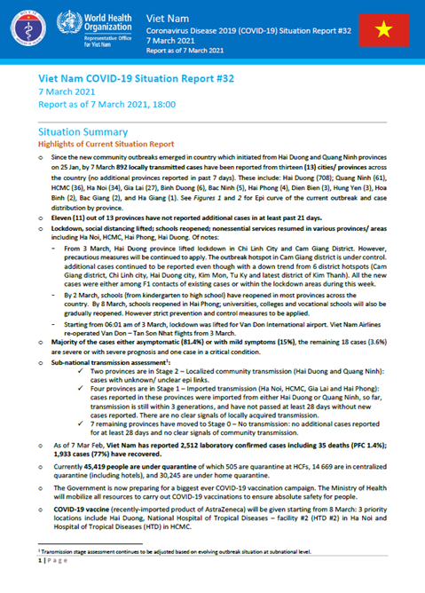 COVID-19 in Viet Nam Situation Report 32