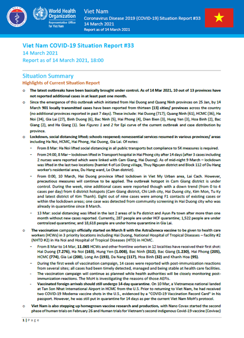 COVID-19 in Viet Nam Situation Report 33