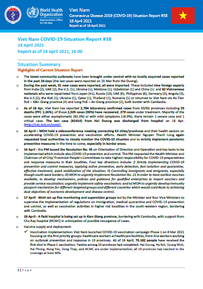 COVID-19 in Viet Nam Situation Report 38