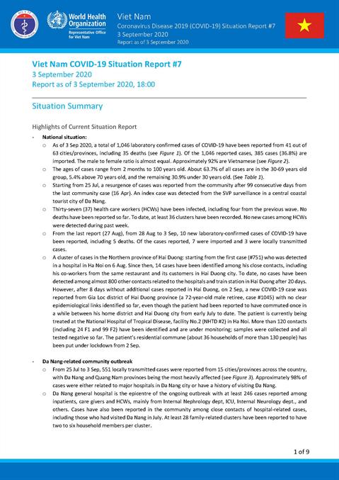 COVID-19 in Viet Nam Situation Report 07