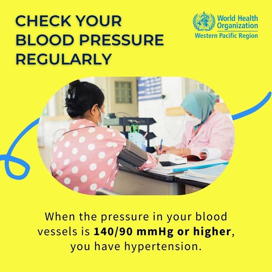 Graphic with female having her blood pressure taken and a nurse sitting at a desk